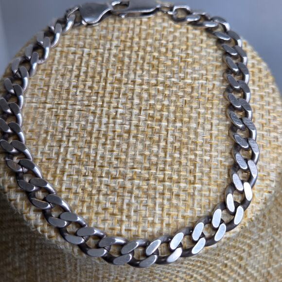 Sterling Silver Curb Chain Bracelet Italy .925 7.5" - Picture 5 of 11